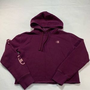 CHAMPION WOMEN'S REVERSE WEAVE CROPPED HOODIE Dark Berry purple size XS